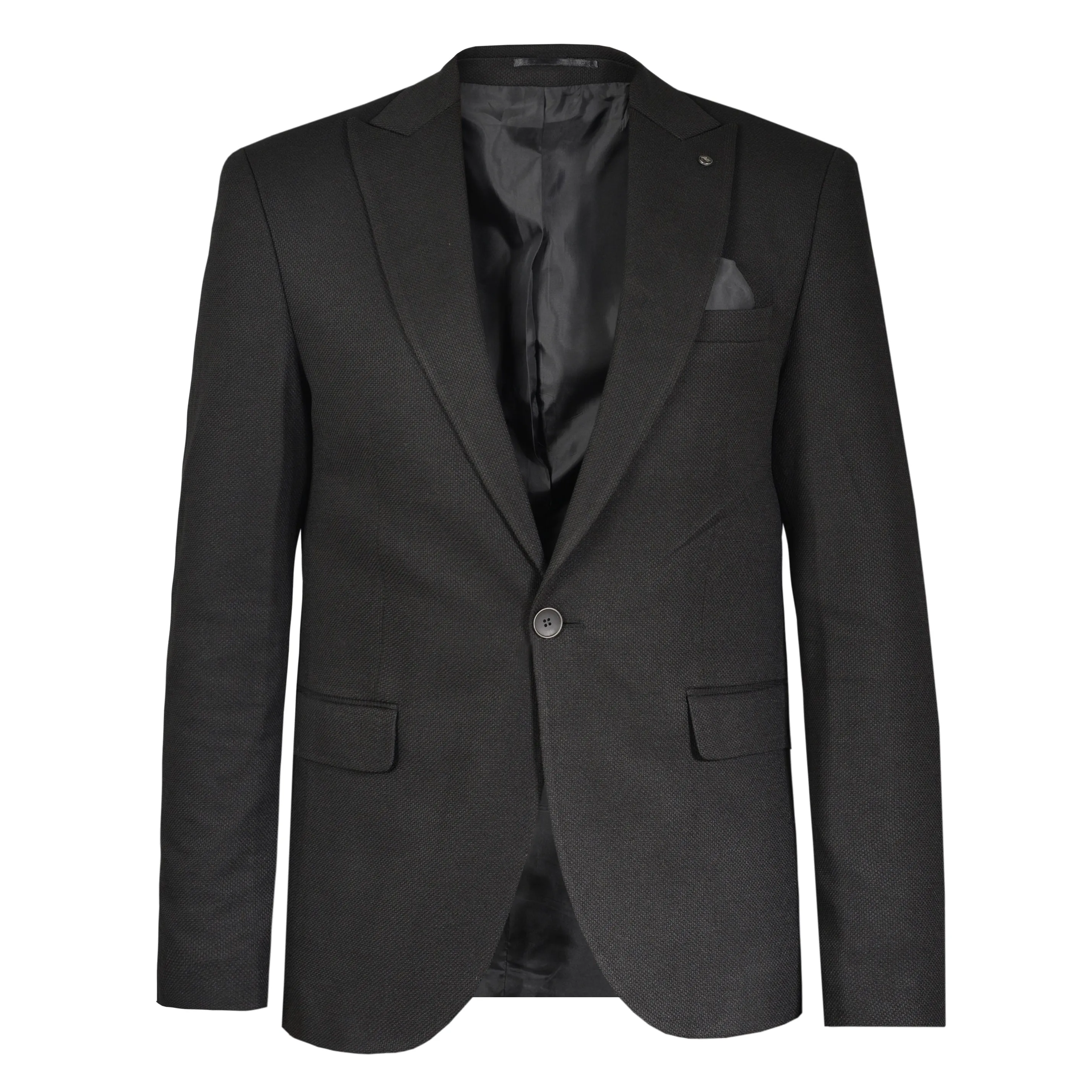 2H Black One Button Blazer
