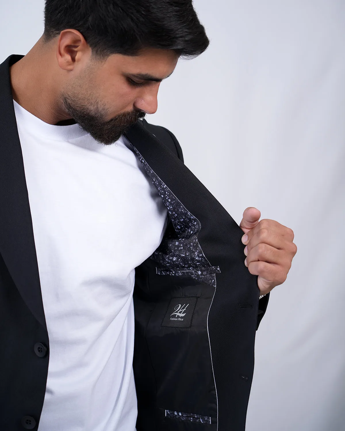 2H Black Two Button Blazer