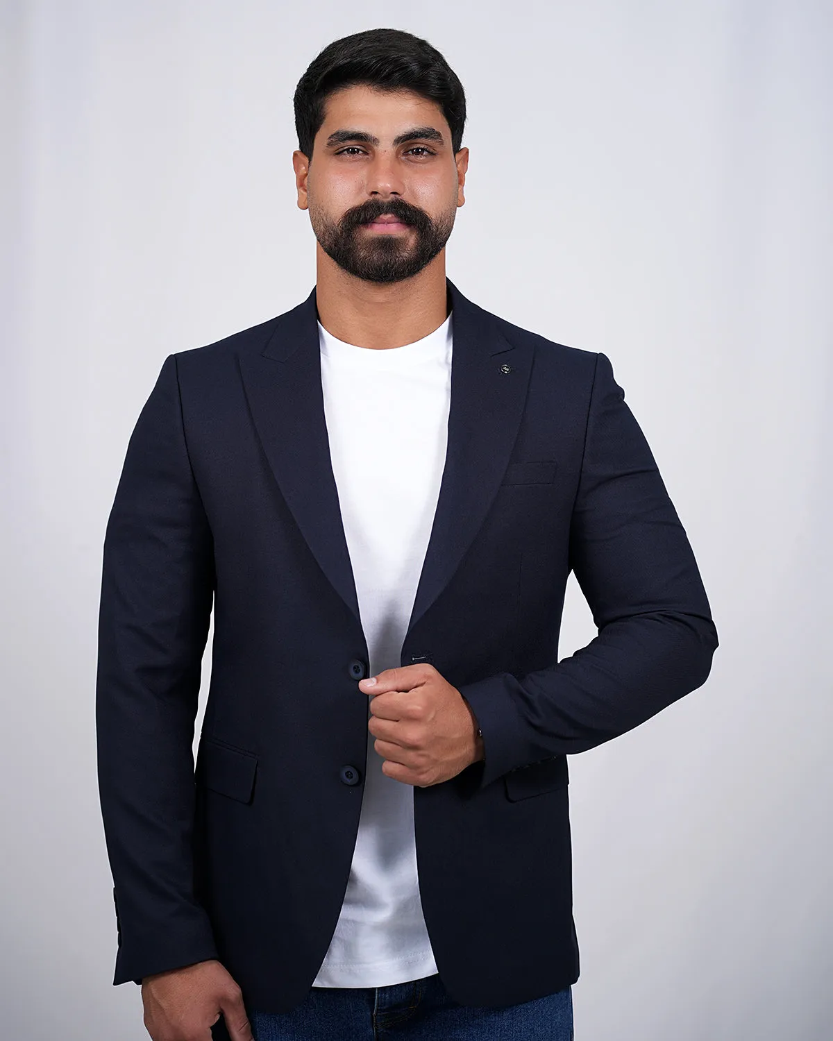 2H Navy Two Button Blazer