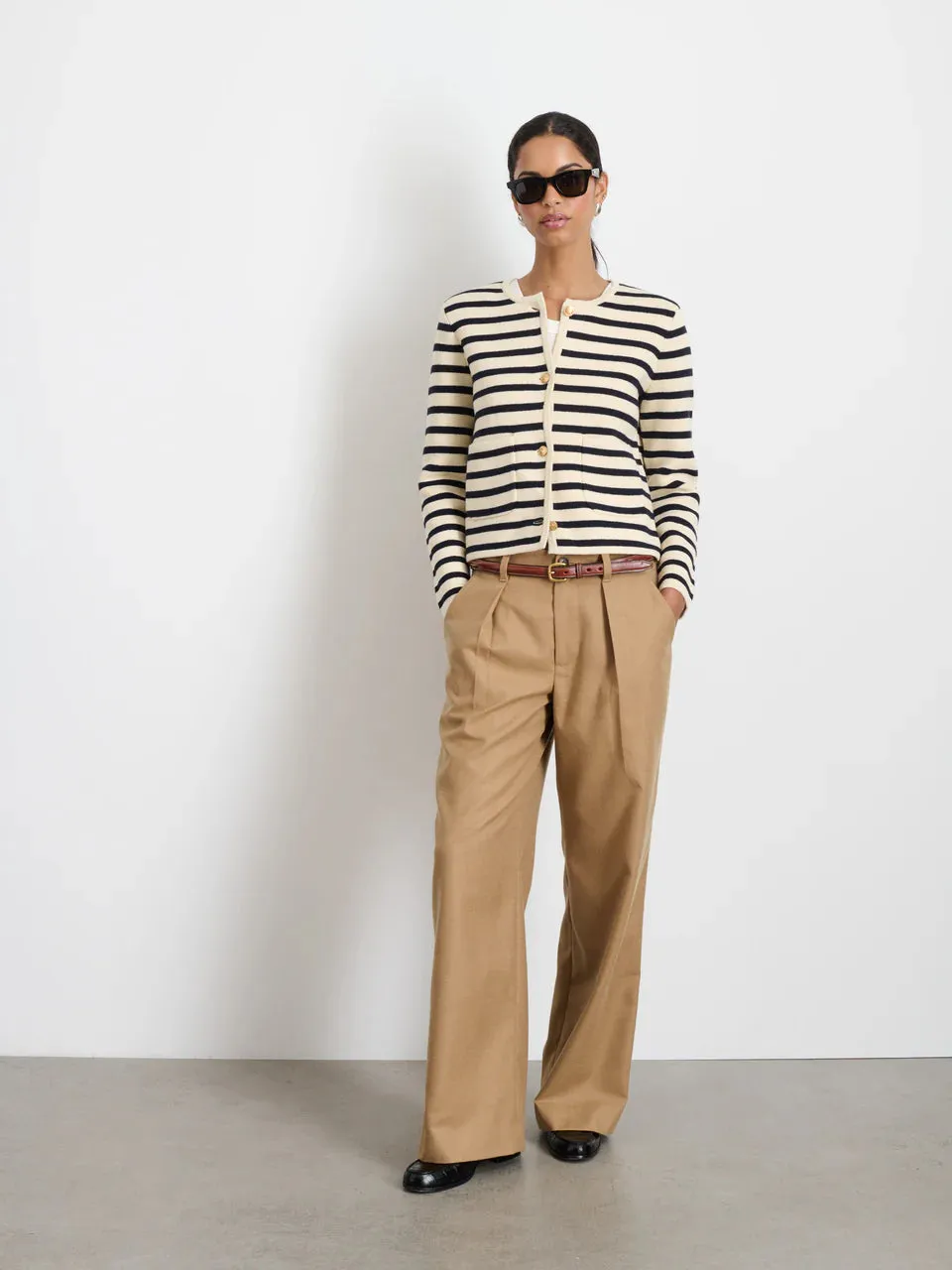 Alex Mill – Paris Sweater Jacket in Stripe Cream/Navy