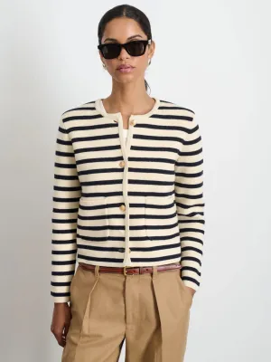 Alex Mill – Paris Sweater Jacket in Stripe Cream/Navy
