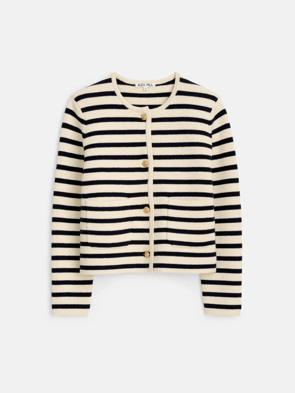Alex Mill – Paris Sweater Jacket in Stripe Cream/Navy