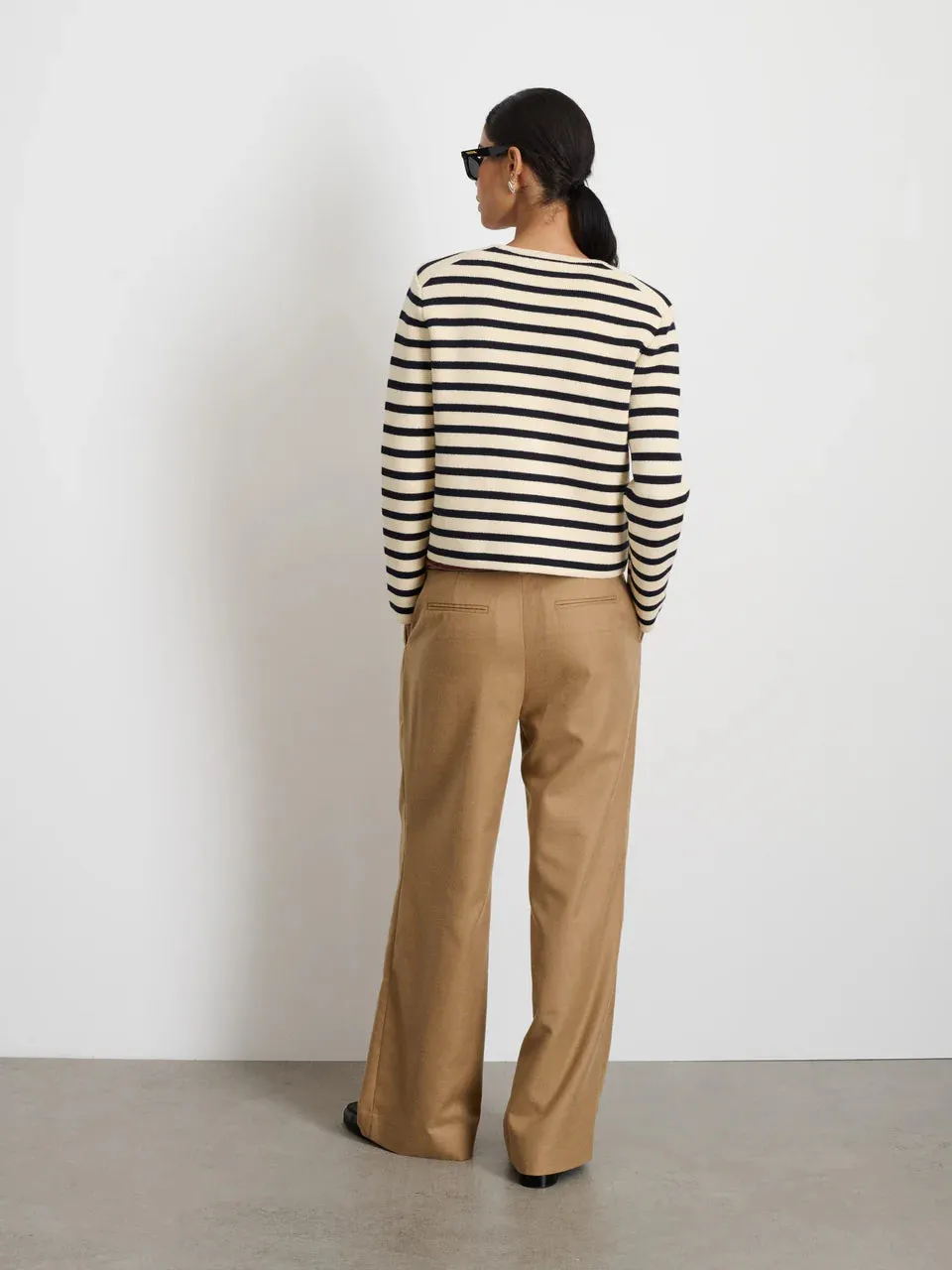 Alex Mill – Paris Sweater Jacket in Stripe Cream/Navy