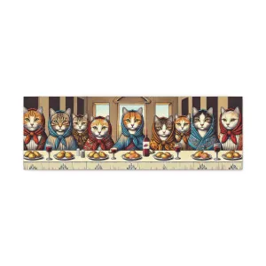 Babushka Cat, Last Pierogi Supper, Kitschy and Humorous Canvas Gallery Wraps for Polish Art Lover
