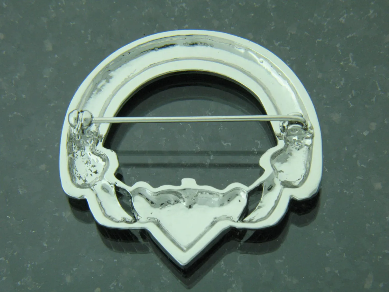 Beautiful Claddagh Pin with CZ and Green Enamel (JPEW6030)
