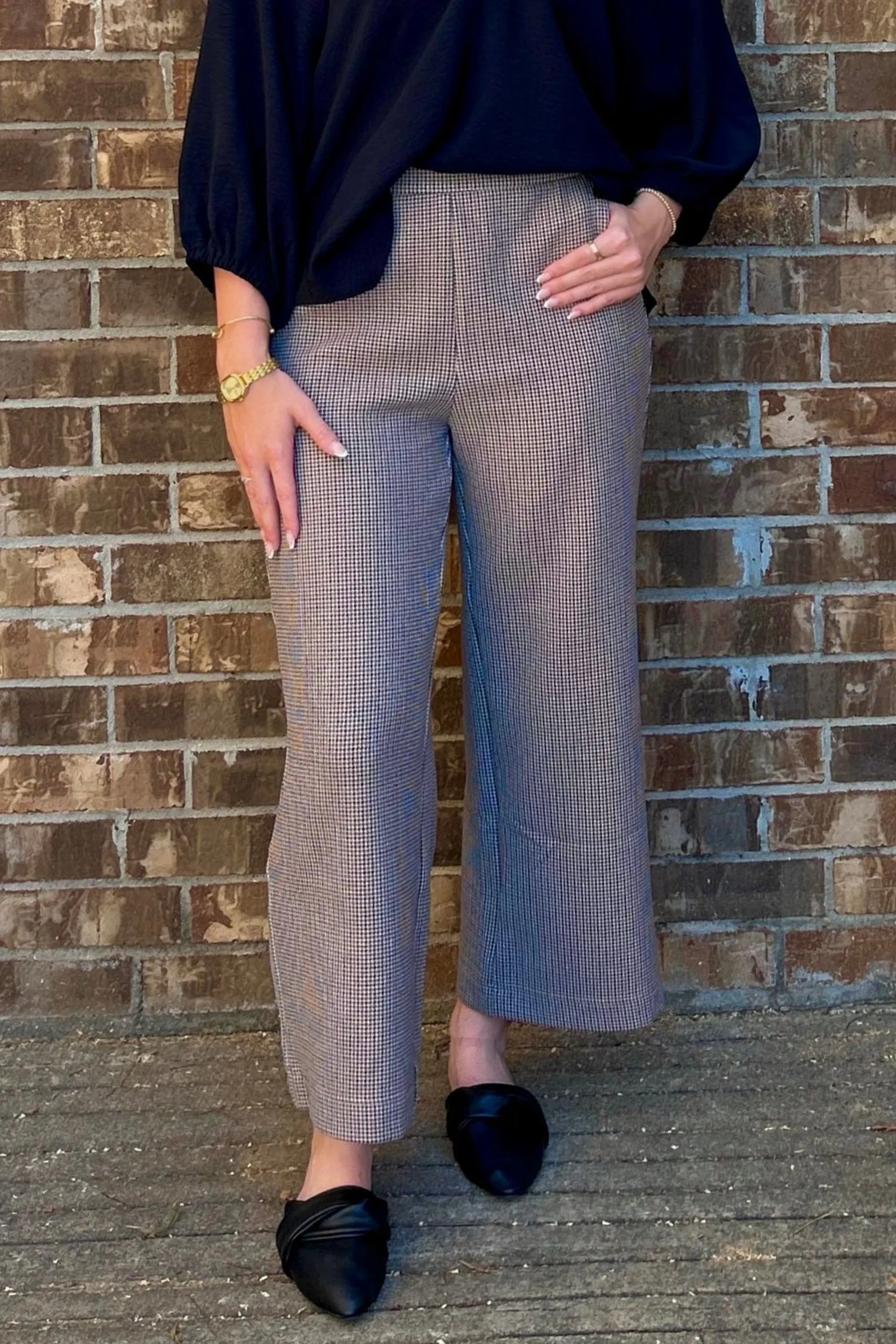 Billie Taupe Checker Pants