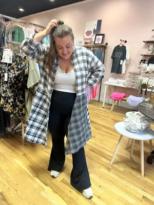 Black and White Patchwork Plaid Duster