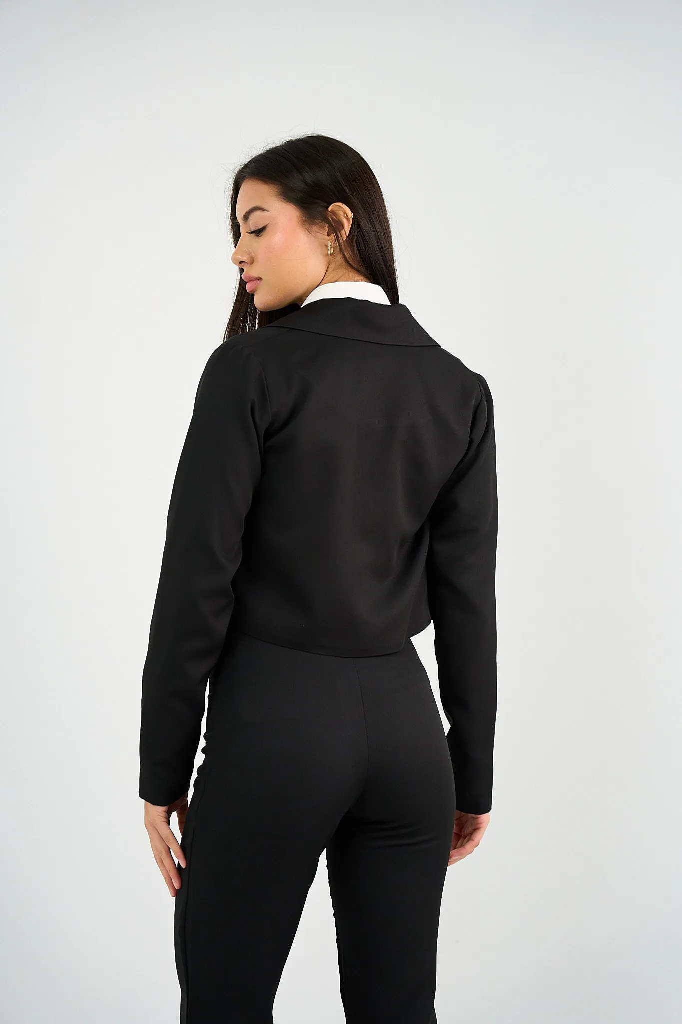 Black Tailored Cropped Blazer