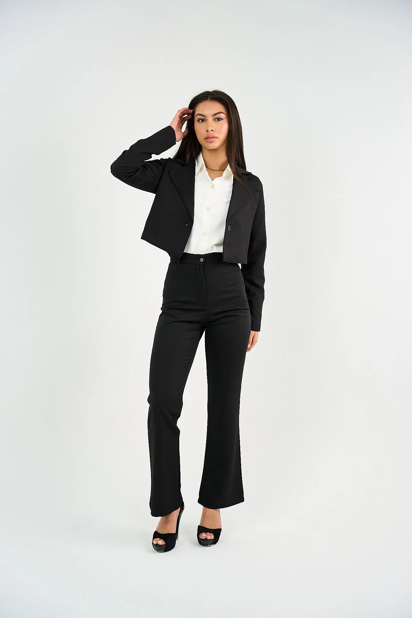 Black Tailored Cropped Blazer