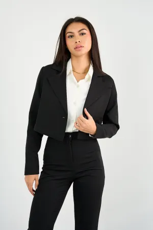 Black Tailored Cropped Blazer