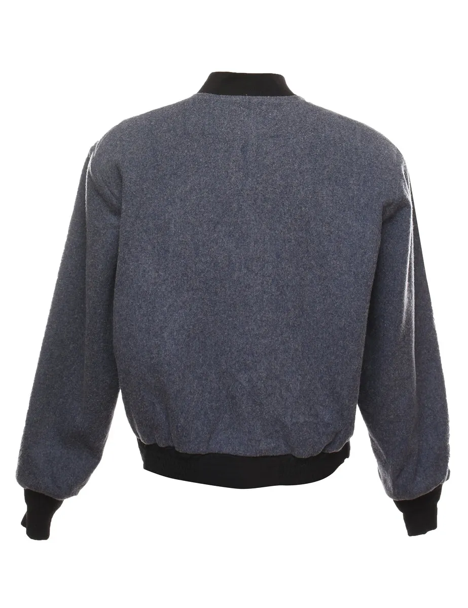 Blue Zip-Front Bomber Jacket - L
