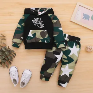 Boys Camouflage Letter Printed Top & Pants Wholesale Toddler Boy Clothes