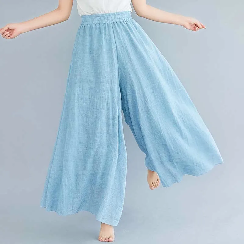 Buddha Stones Women Casual Loose Cotton Linen Wide Leg Pants For Yoga Dance