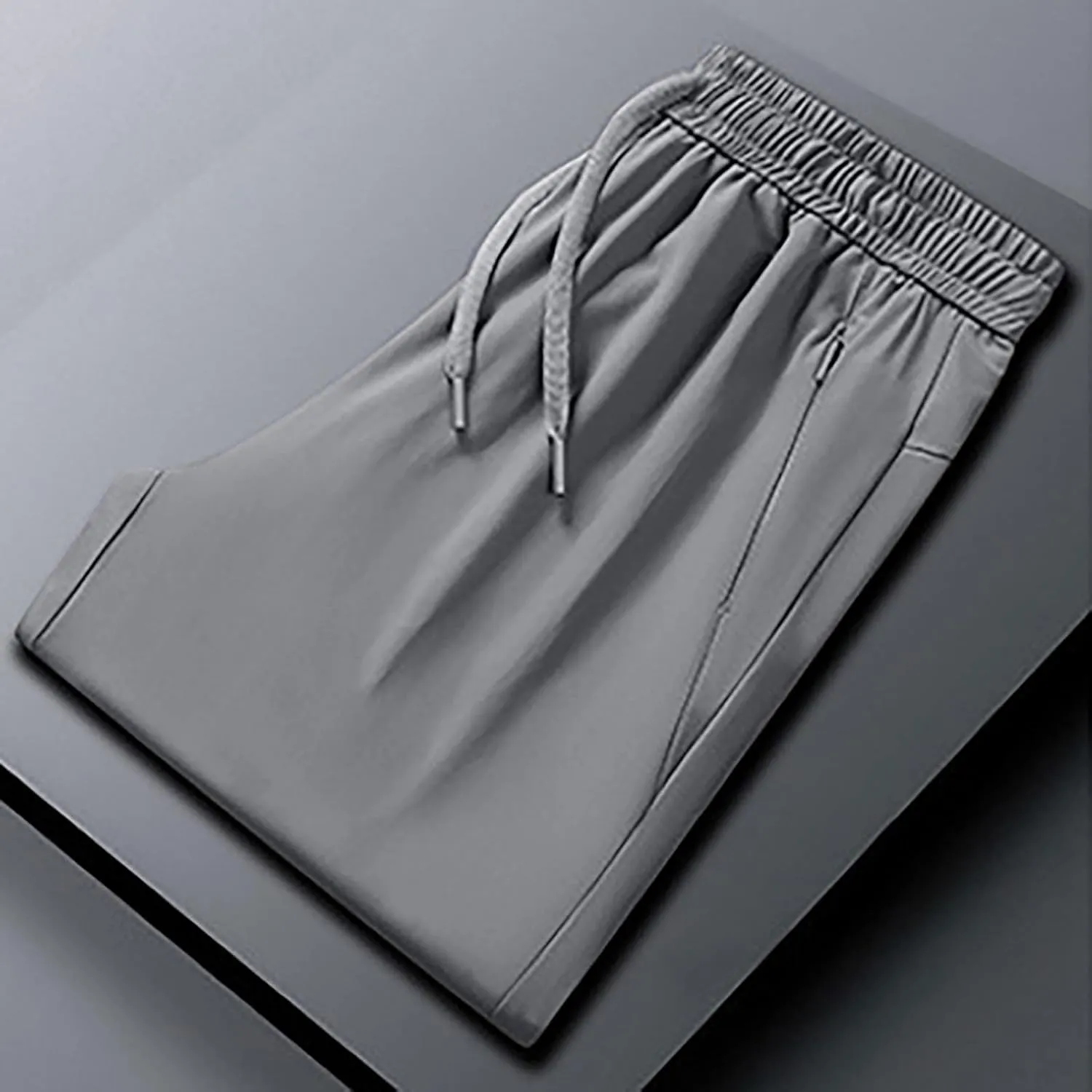 Casual Light Pants Men Belted Foot Pants Solid Sport Pants Relaxed Elastic Waist Pants Breathable Cool Pants