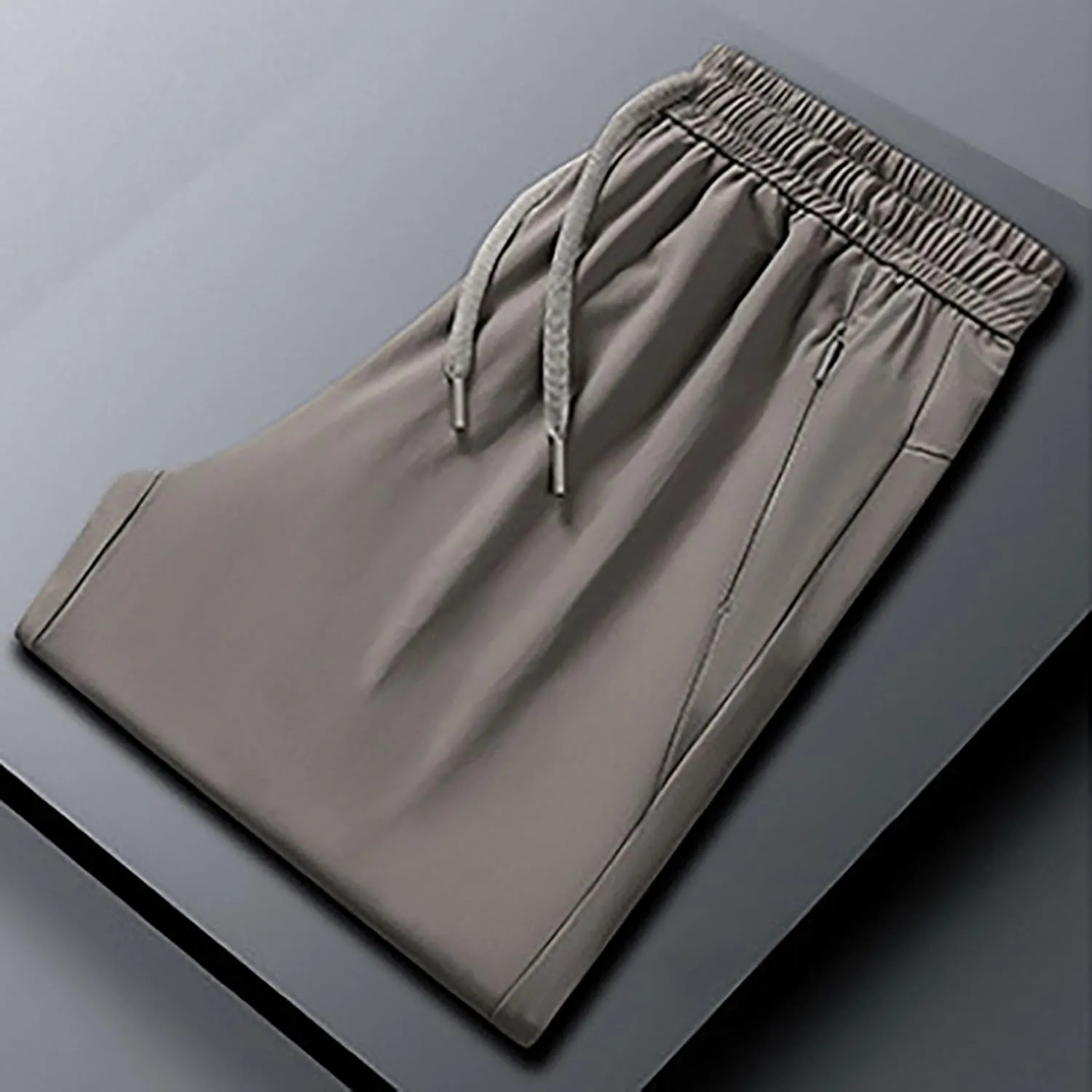 Casual Light Pants Men Belted Foot Pants Solid Sport Pants Relaxed Elastic Waist Pants Breathable Cool Pants