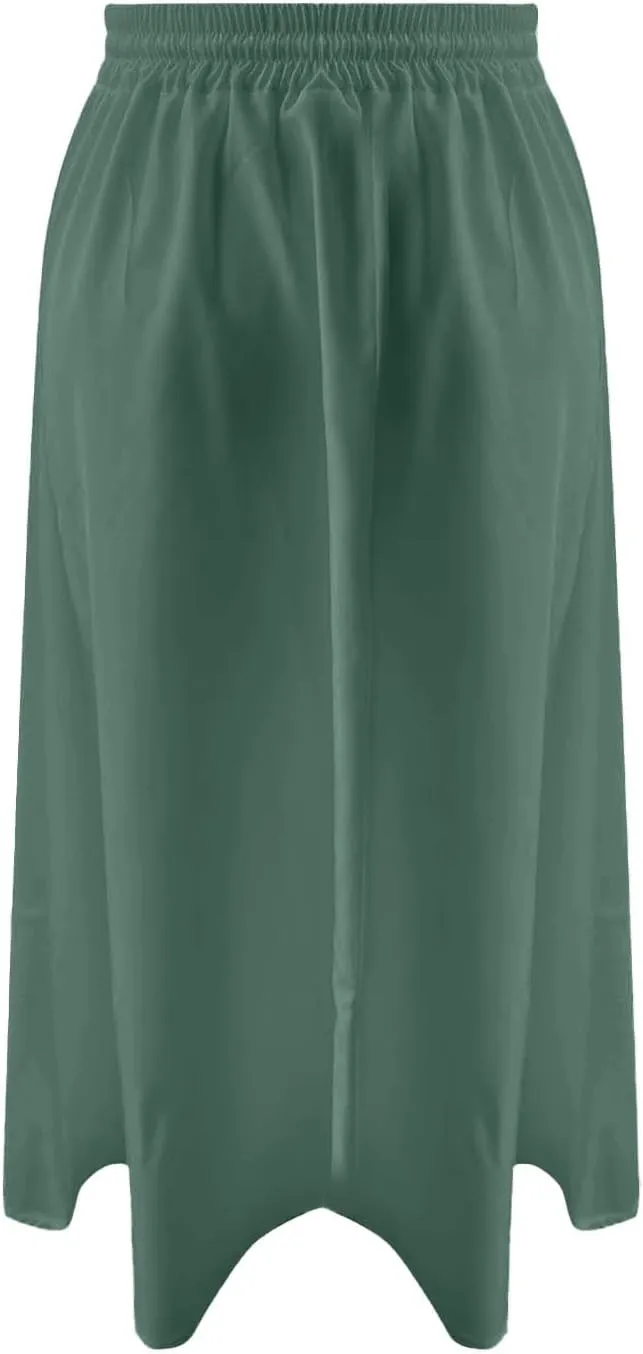 Casual Midi Skirts for Women Summer Comfy Drawstring Knee Length Skirts Trendy Elastic Waist Travel Skorts with Pockets