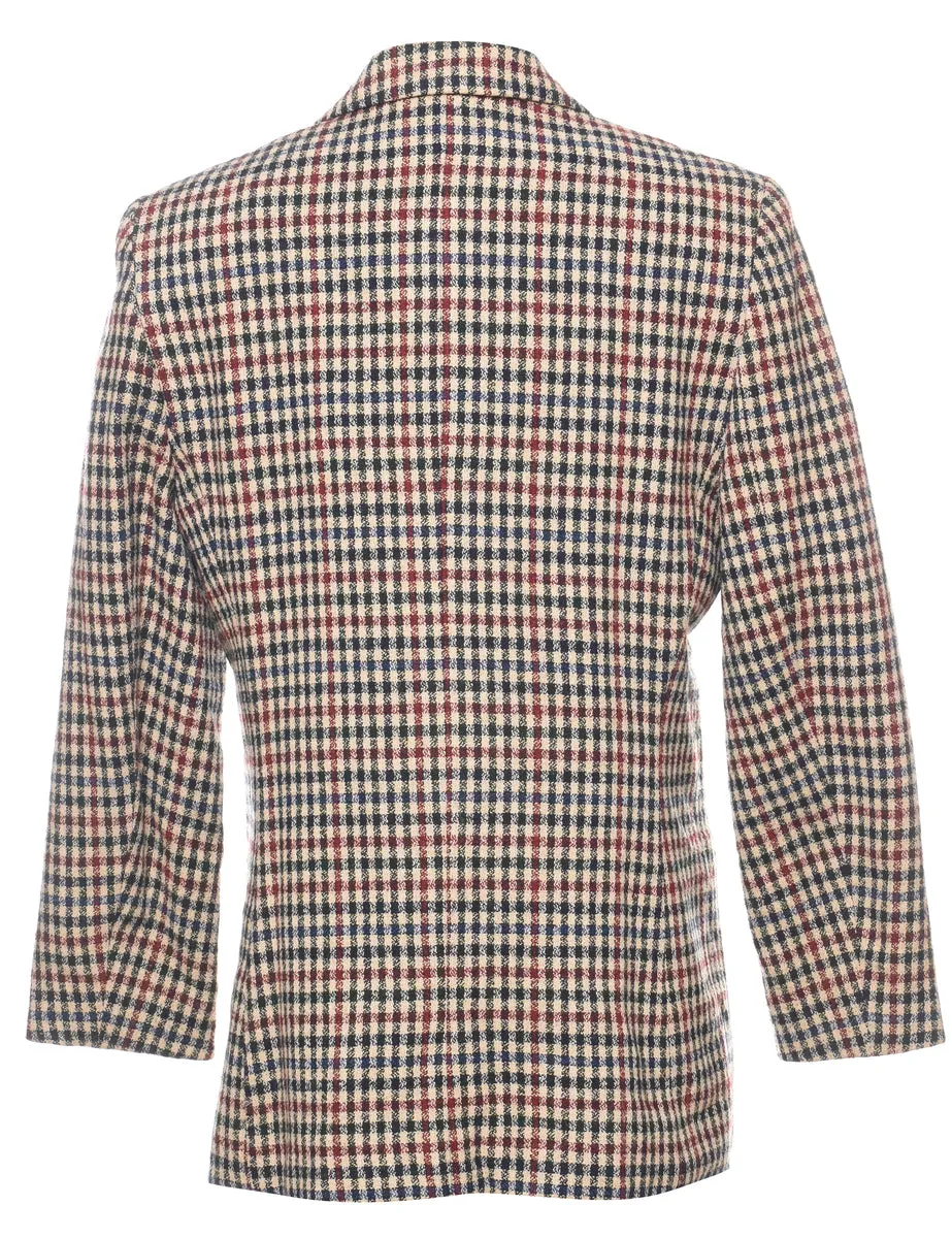 Checked Navy & Maroon Blazer - L