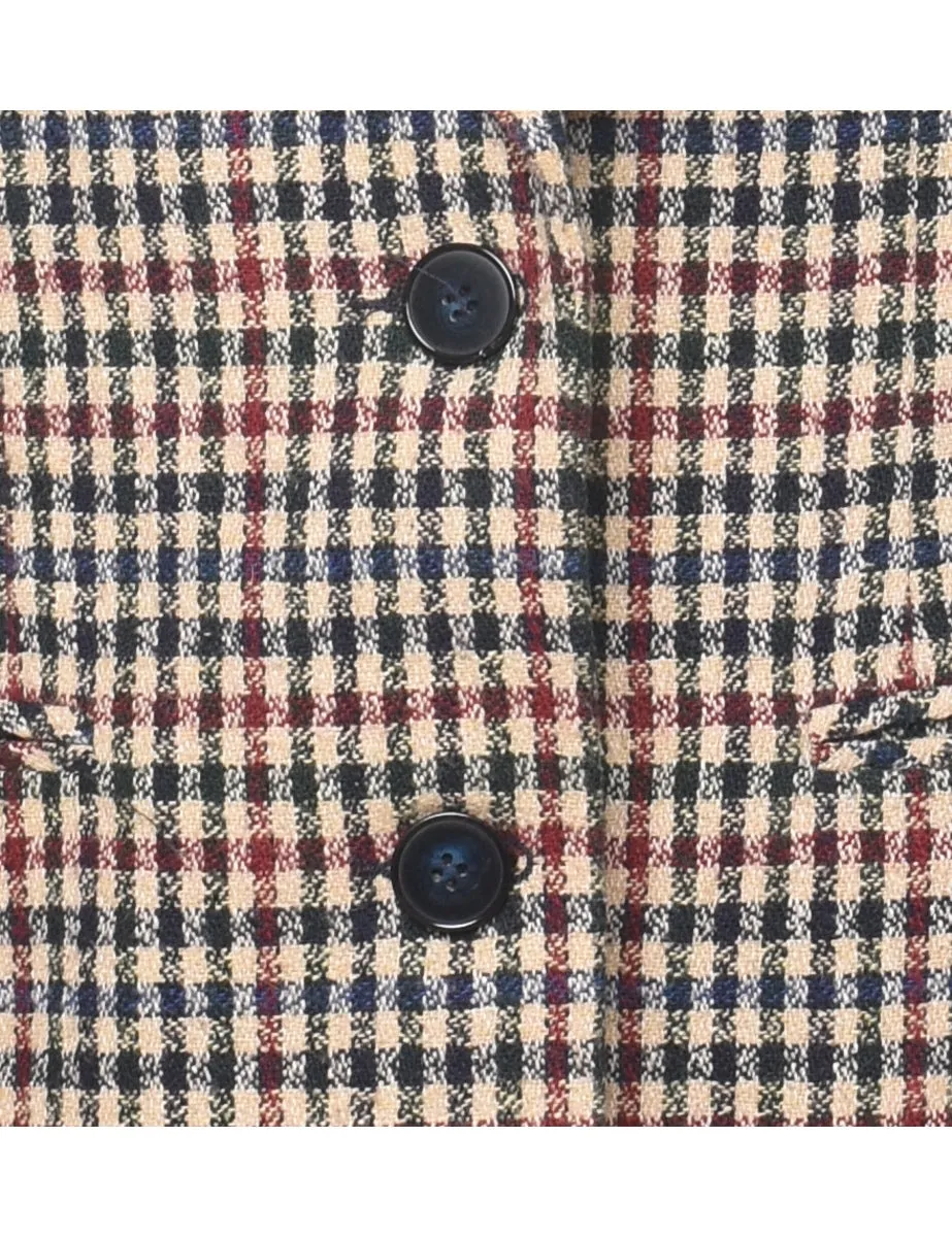 Checked Navy & Maroon Blazer - L