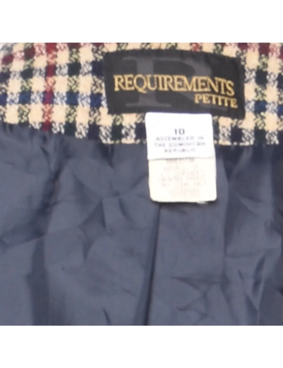 Checked Navy & Maroon Blazer - L