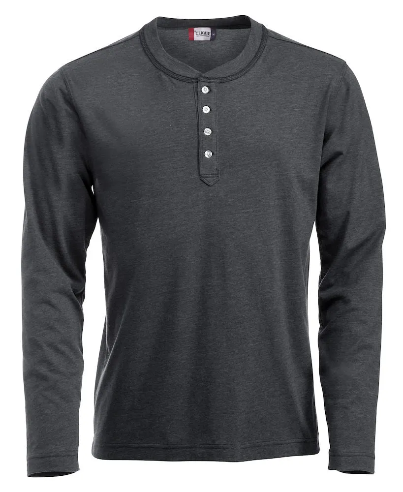 Clique Orlando Men's Henley Shirt | Soft Long Sleeve Top | Regular Fit | 3 Colours | S-2XL