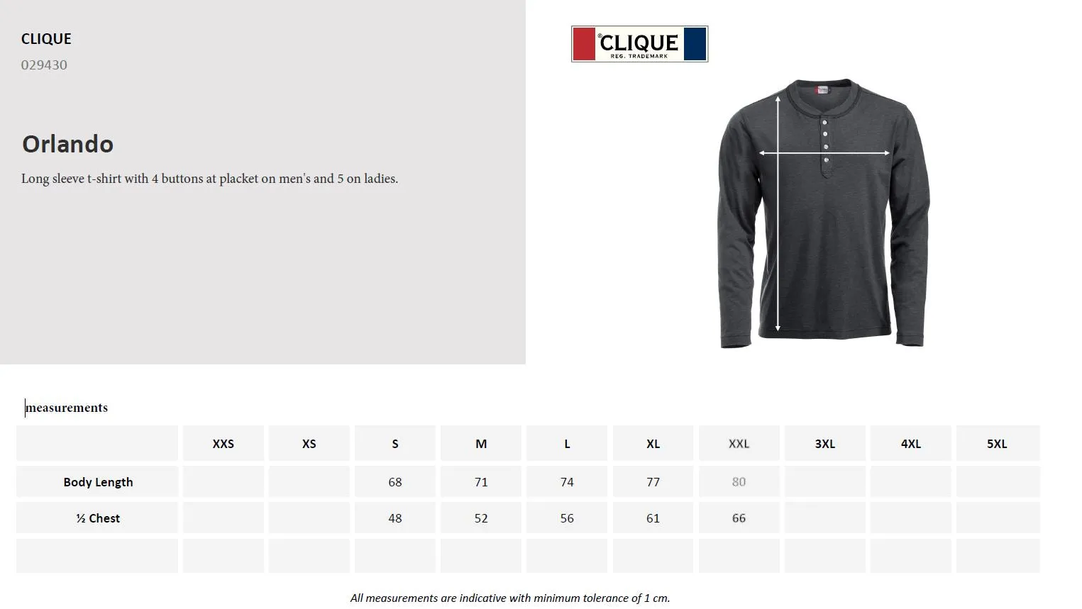 Clique Orlando Men's Henley Shirt | Soft Long Sleeve Top | Regular Fit | 3 Colours | S-2XL