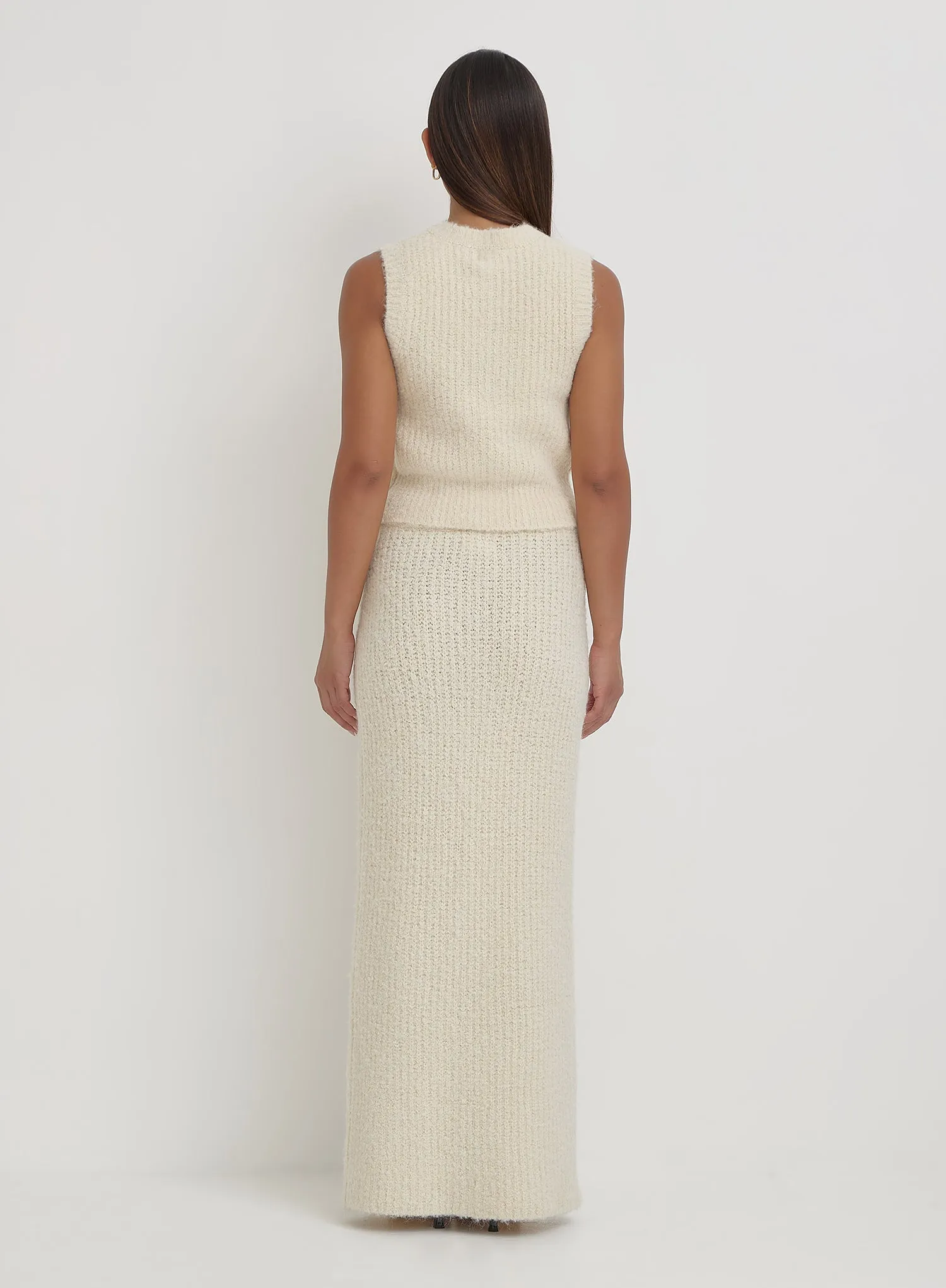 Cream Knit Maxi Skirt- Anine