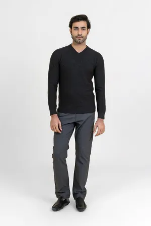Dark Gray V Neck Sweater