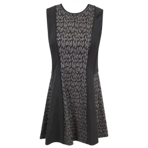 DKNY Women's Printed Panels A Line Sleeveless Dress Black Size 14