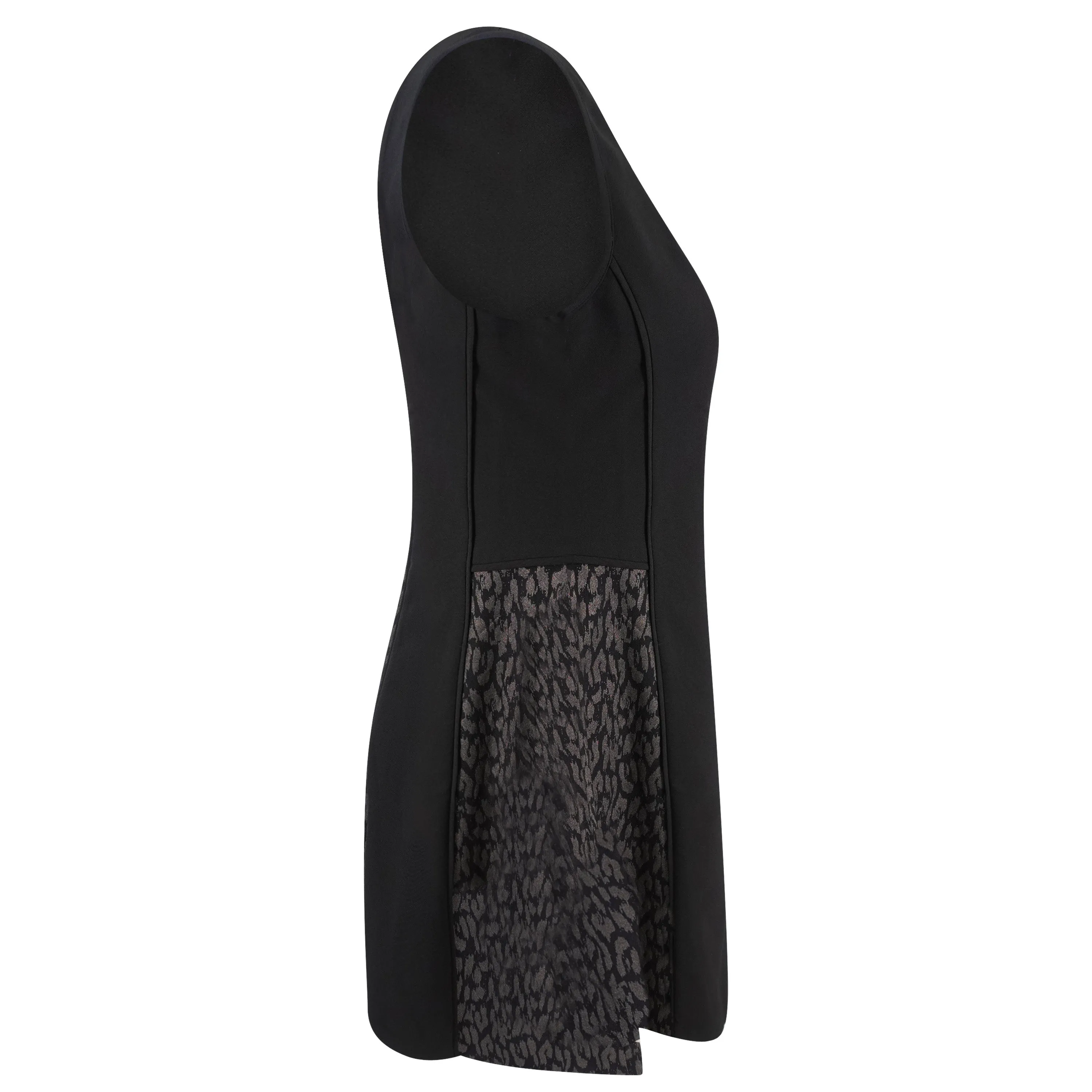 DKNY Women's Printed Panels A Line Sleeveless Dress Black Size 14