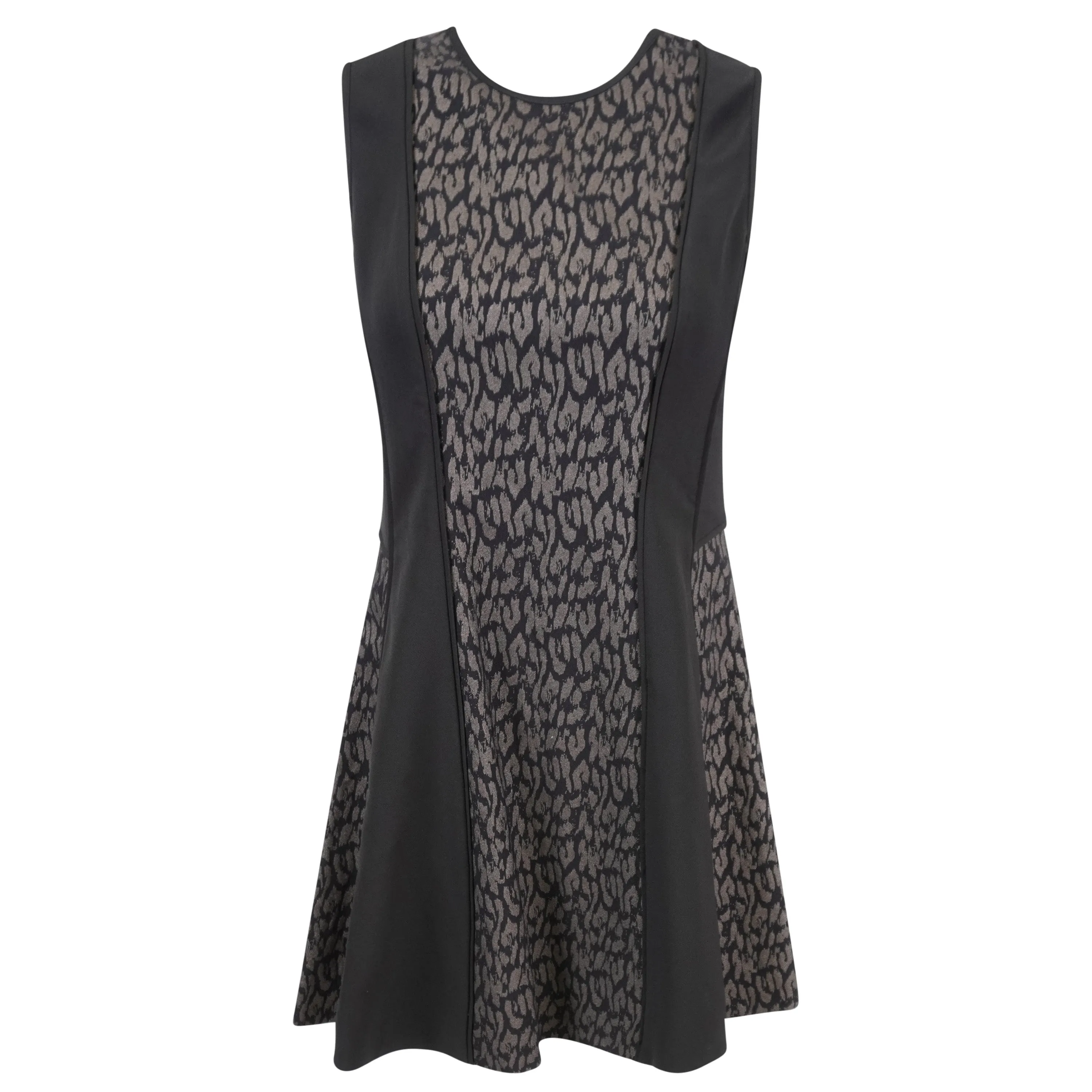 DKNY Women's Printed Panels A Line Sleeveless Dress Black Size 14