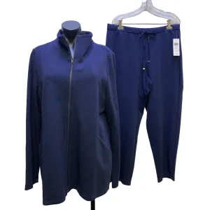 Eileen Fisher Navy  2 Piece Ankle Pants & Jacket Set Size Large