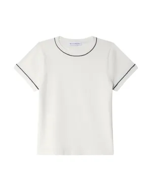 Fine Cotton Blend Baby Tee (White/Deep Wave)
