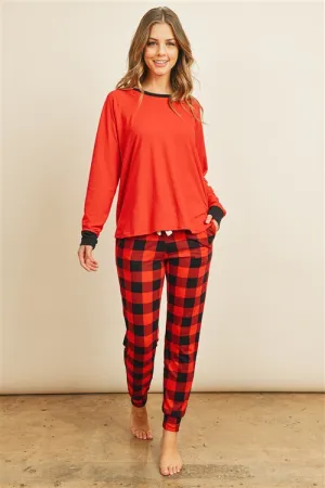 Fireside Red Buffalo Plaid Loungewear Pajama Set
