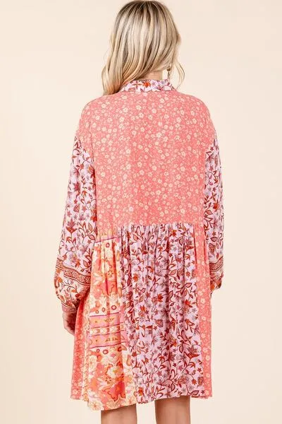 Floral Button Detail Shirt Dress
