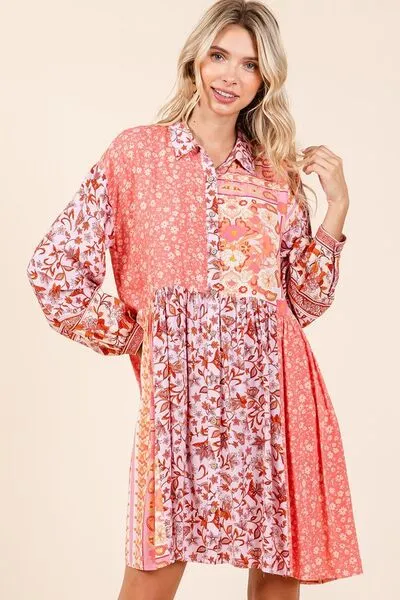 Floral Button Detail Shirt Dress