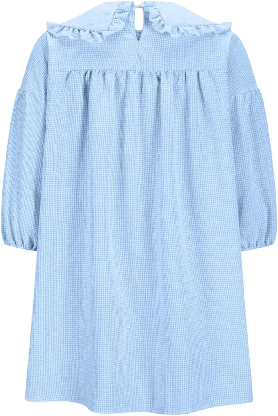 hlysgo Vacation Dresses for Women 2025 Casual Loose Fit 3/4 Sleeve Collar Neck Mini Dress Summer Solid Beach Babydoll Dress