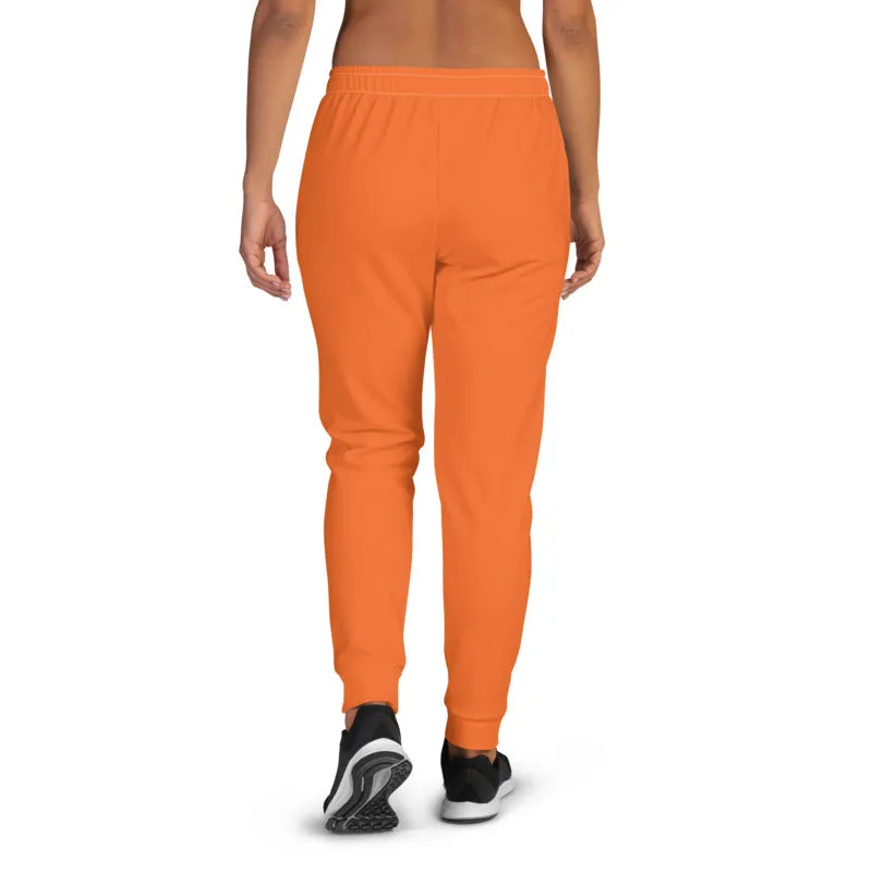 Hot Orange Women's Joggers, Solid Color Premium Slim Fit Soft Sweatpants-Made in EU