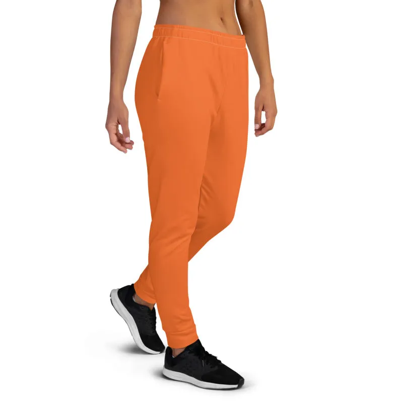 Hot Orange Women's Joggers, Solid Color Premium Slim Fit Soft Sweatpants-Made in EU