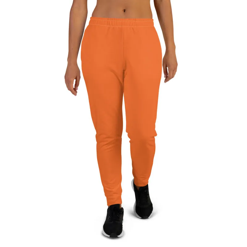Hot Orange Women's Joggers, Solid Color Premium Slim Fit Soft Sweatpants-Made in EU