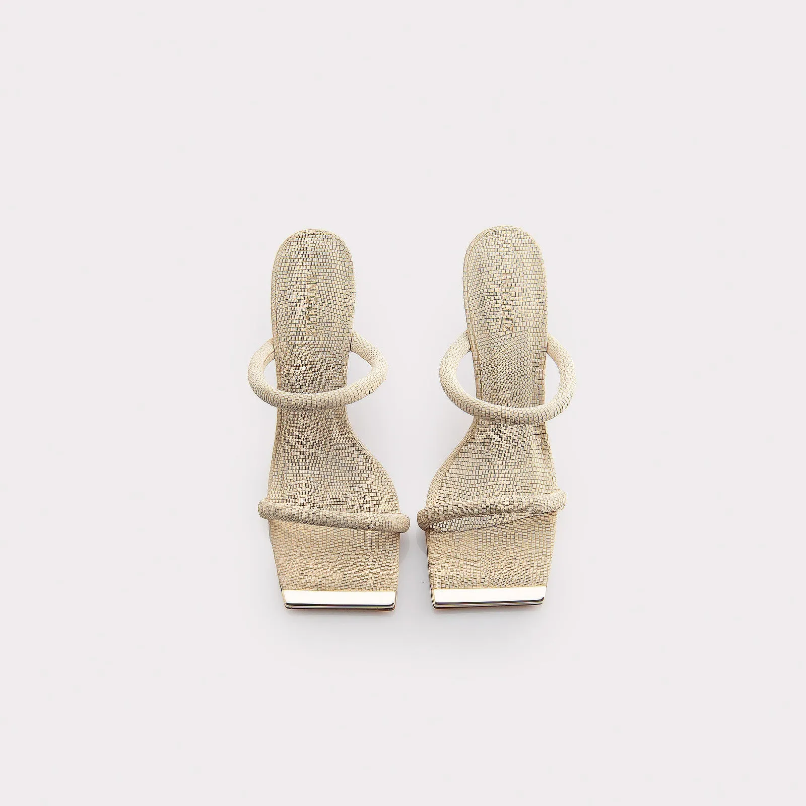 KATERINA OFF-WHITE LIZZARD EMBOSSED SUEDE LEATHER MULES