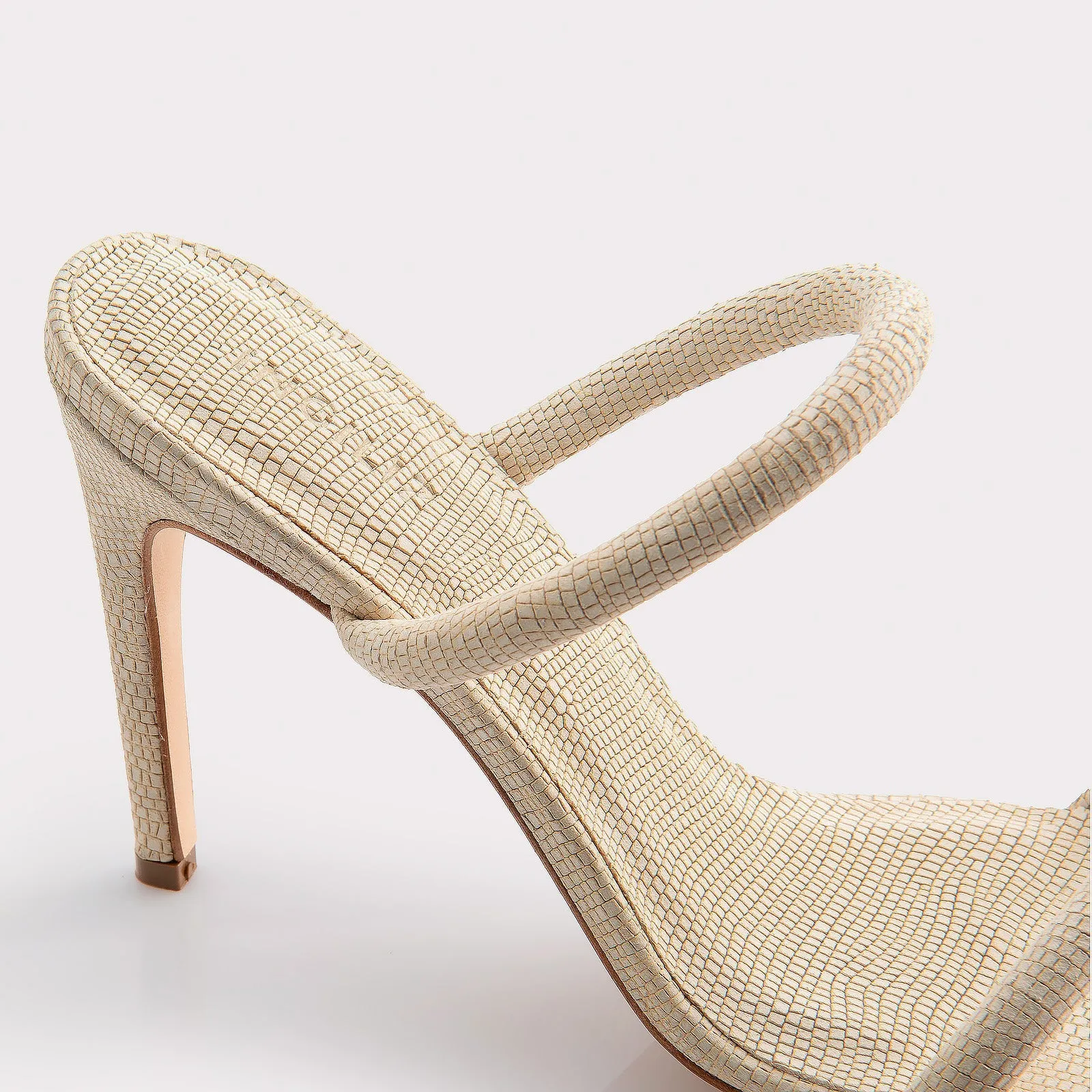 KATERINA OFF-WHITE LIZZARD EMBOSSED SUEDE LEATHER MULES