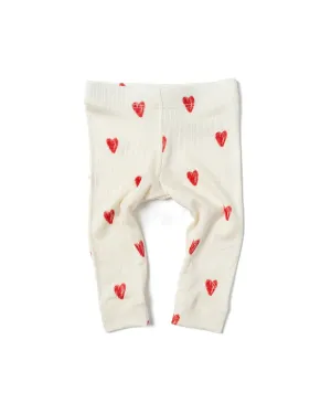 leggings CO- red hearts on natural
