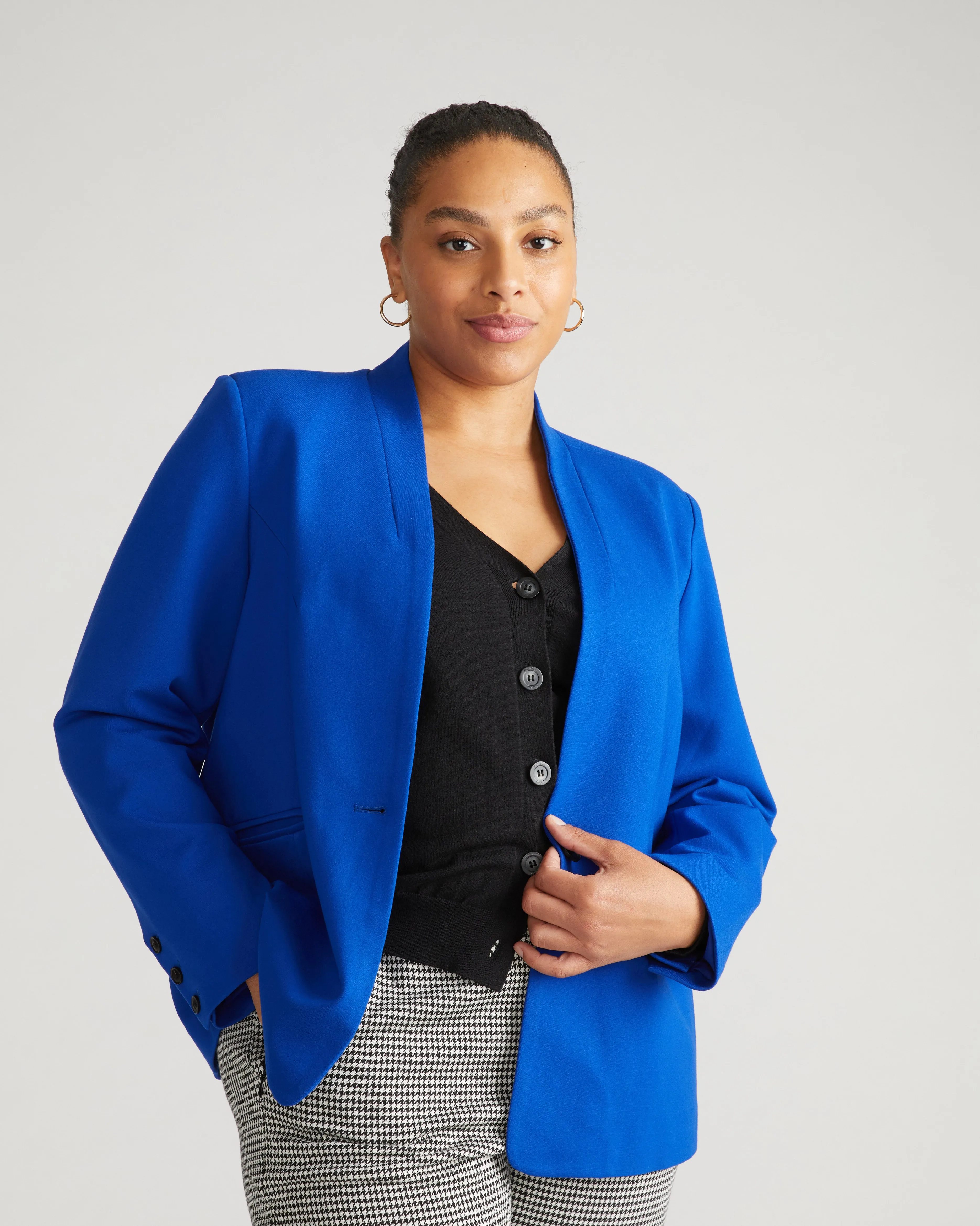 Lennox Collarless Ponte Blazer - Tanzanite
