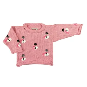 Light Pink Snowmen Roll Neck Sweater