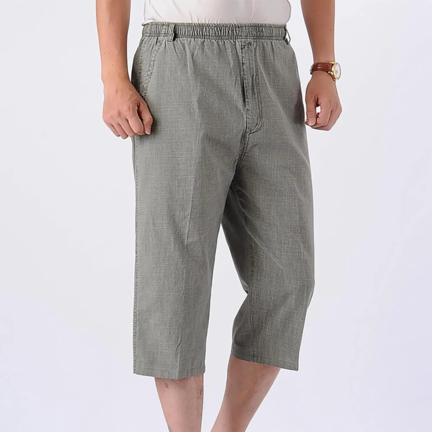 Linen Pants Mens Casual Pants Relaxed-Fit Beach Pants Summer Yoga Pants Drawstring Elastic Waist Pants