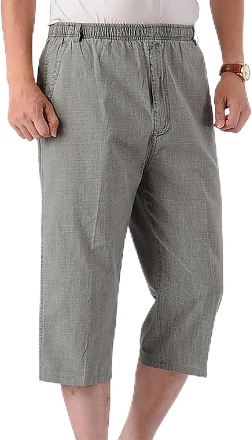 Linen Pants Mens Casual Pants Relaxed-Fit Beach Pants Summer Yoga Pants Drawstring Elastic Waist Pants