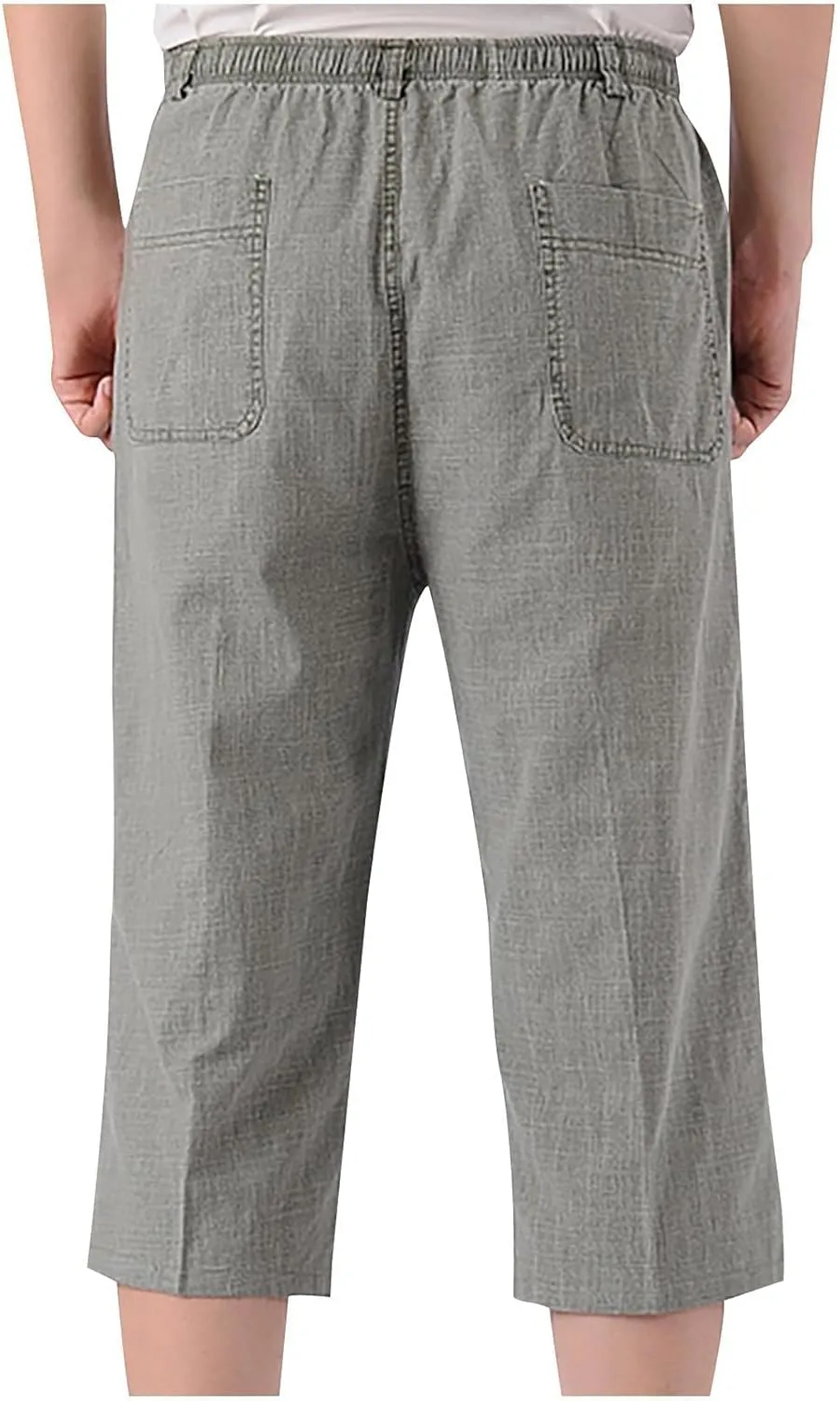 Linen Pants Mens Casual Pants Relaxed-Fit Beach Pants Summer Yoga Pants Drawstring Elastic Waist Pants