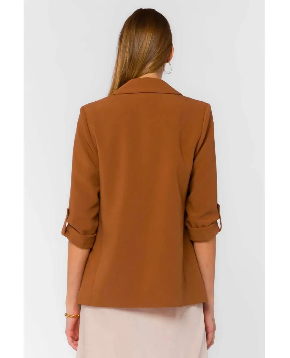Lizzy Brown Tab Sleeve Blazer