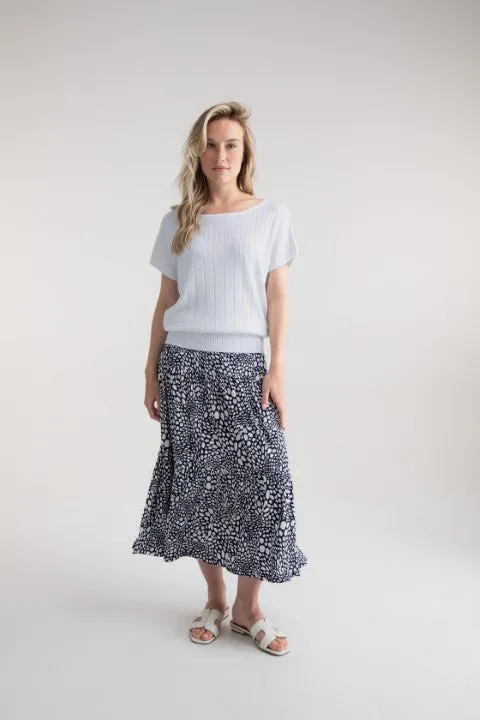 Marble Super Soft Sweater with Ribbed Detail in White or Pink