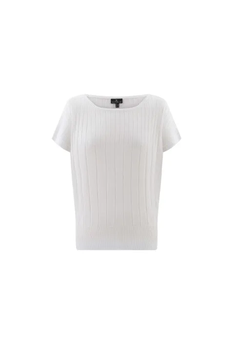 Marble Super Soft Sweater with Ribbed Detail in White or Pink